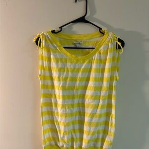 American Eagle Yellow Striped Ruched Shoulder Tank Top | Size Small | 2009